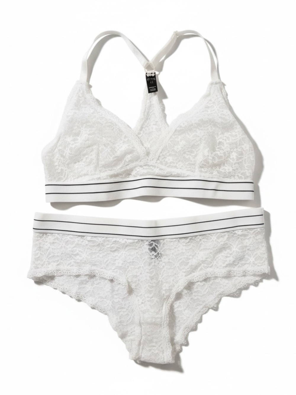 Blush White Lace Racerback Bralette & Lace Bikini Set